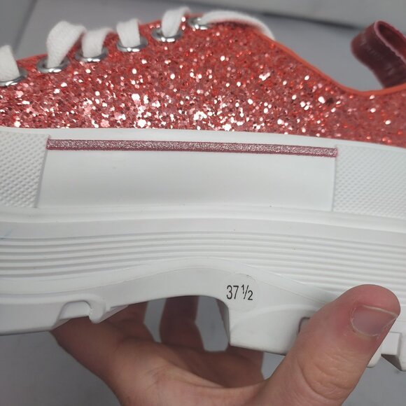 ALEXANDER MCQUEEN Glitter Low Top Sparkle Pink Platform Chunky Sneaker - Picture 11 of 13